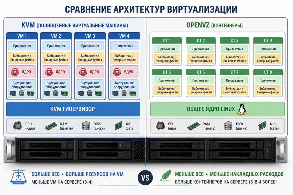 Сравнение архитектур виртуализации